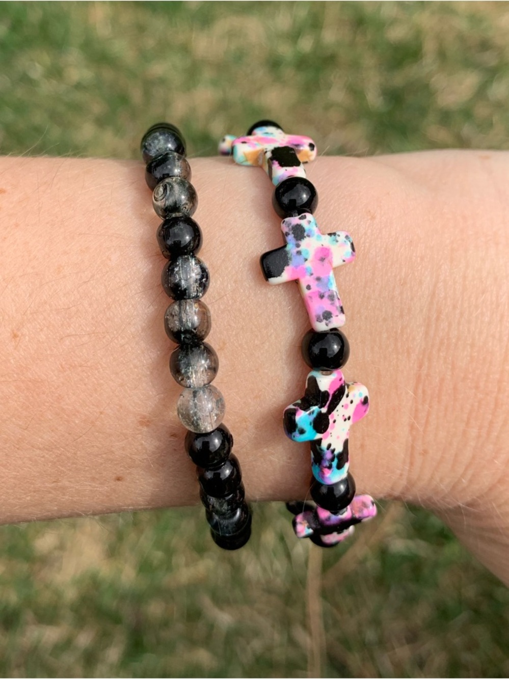 {Handmade} Beaded Cross Bracelet Set